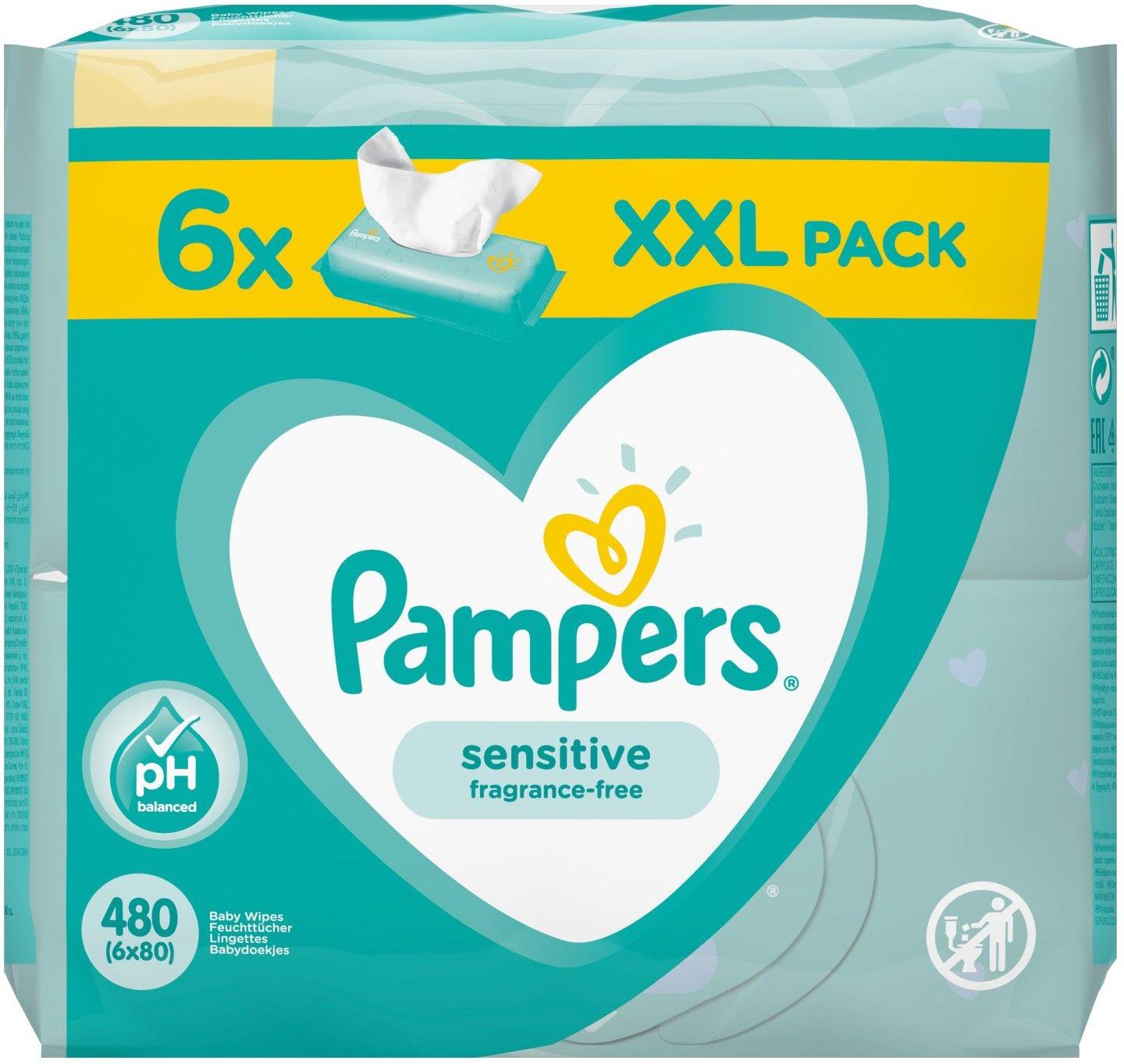 chusteczki pampers sensitive 6szt ceneo