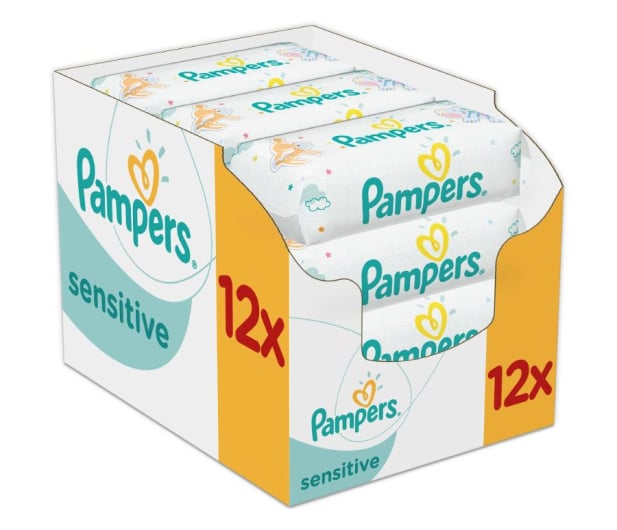 12x pampers sensitive 56 szt chusteczki nawilżane