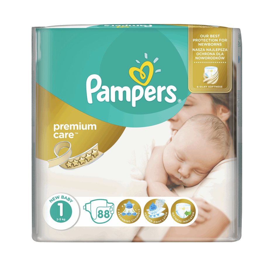 pieluchy pampers premium care rozmiar 1 new baby 88szt