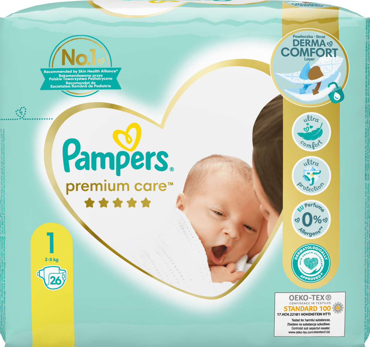 pampers premium care 1 barwiące na niebiesko