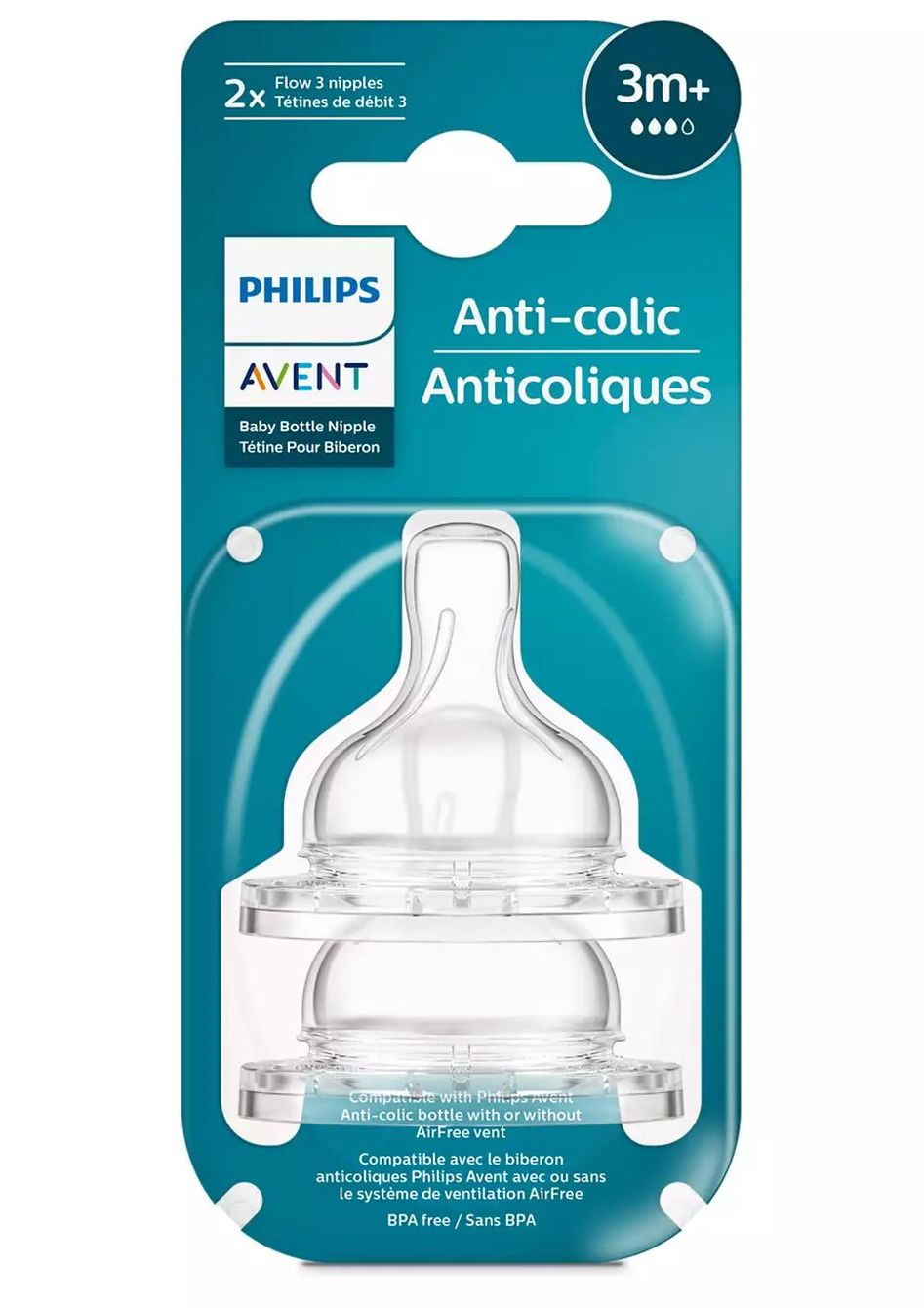 Philips Avent SCY763/02 Silikonowy smoczek do butelki do karmienia antykolkowy