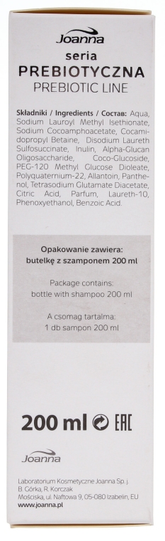 joanna prebiotic line szampon do włosów ultradelikatny i niskopieniący