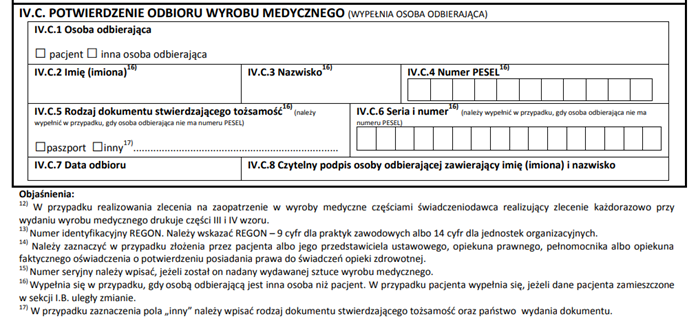 wyrobu medycznego pieluchomajtki liczba porządkowa