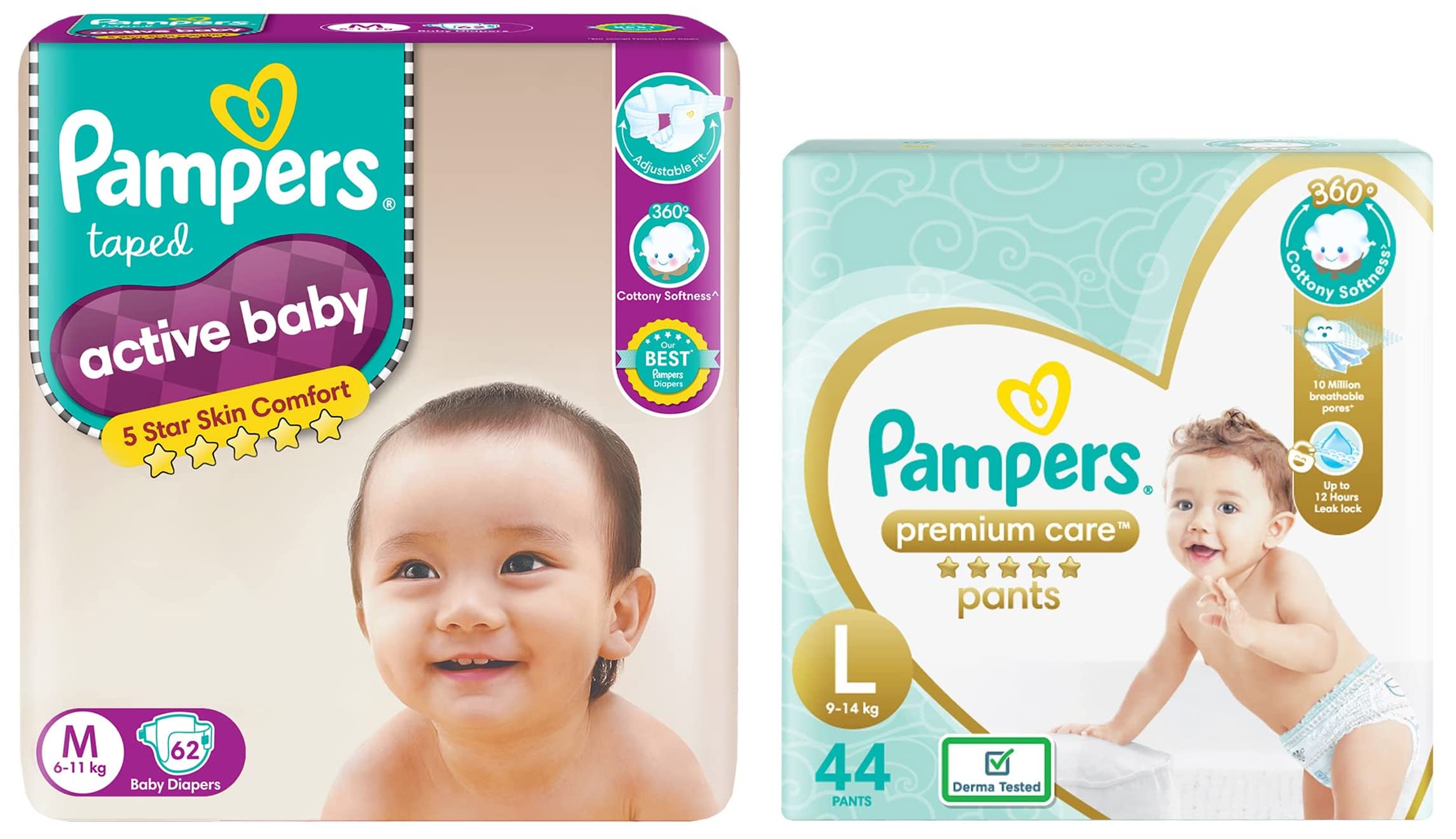 pampers active baby premium care