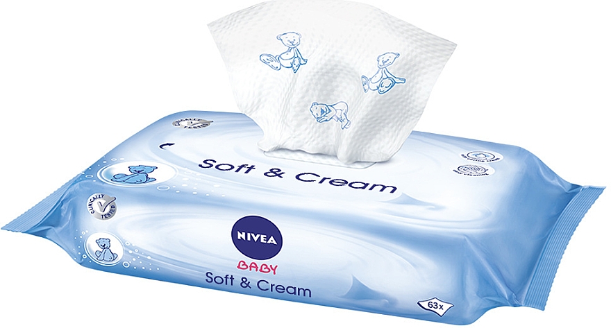 chusteczki nawilżane nivea baby soft&cream nowe 63szt