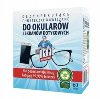 do okularów i ekranów dotykowych chusteczki nawilżane