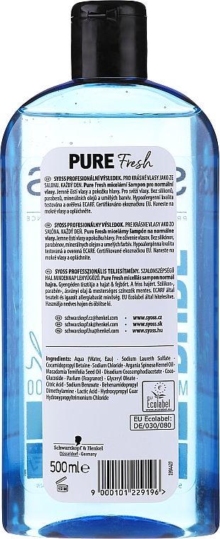 syoss pure fresh szampon micelarny skład