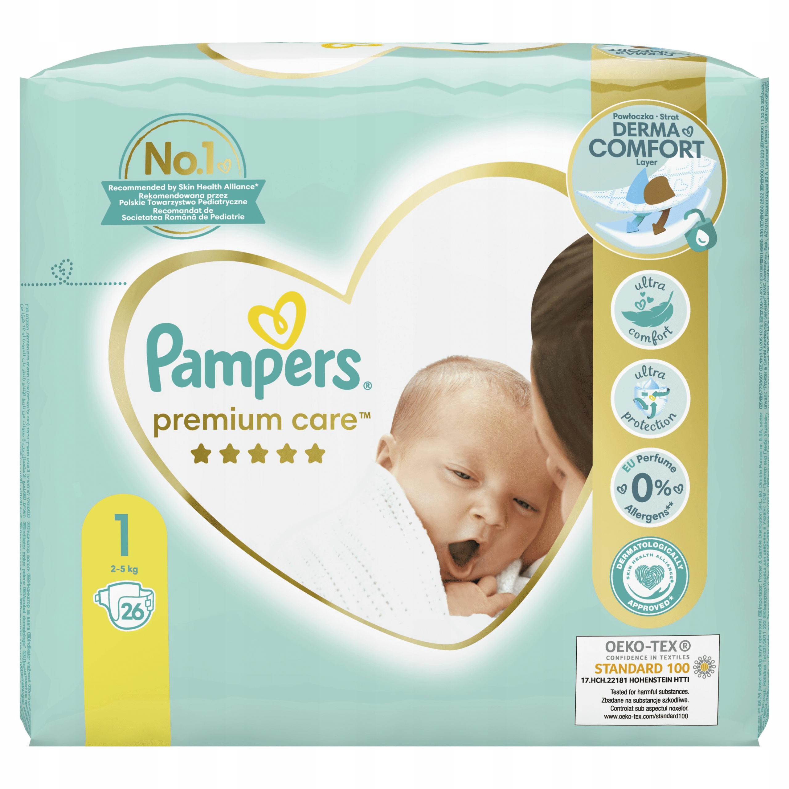 ieluszki pampers premium care rozmiar 1 2-5kg 22 szt