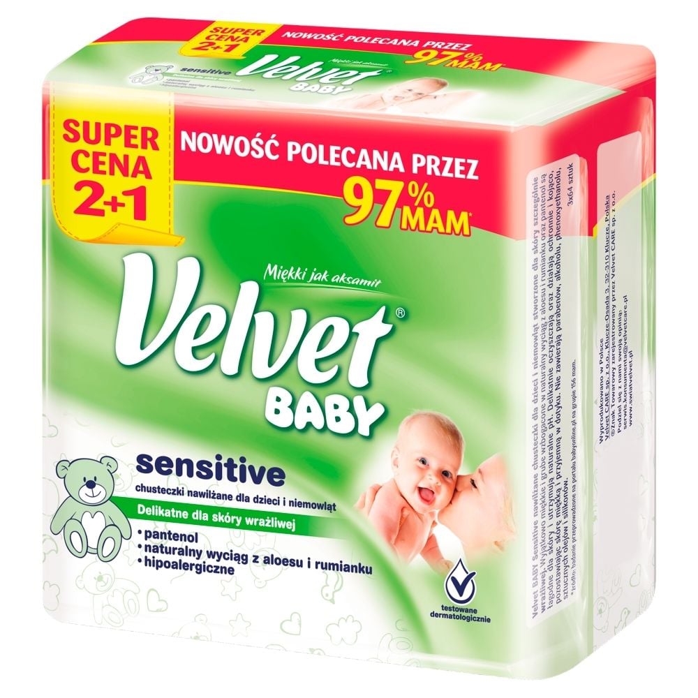 velvethipoalergiczne chusteczki nawilżane velvet baby sensitive sklad