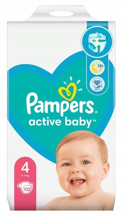 pampers active baby-dry pieluszki 4 maxi 132 sztuki