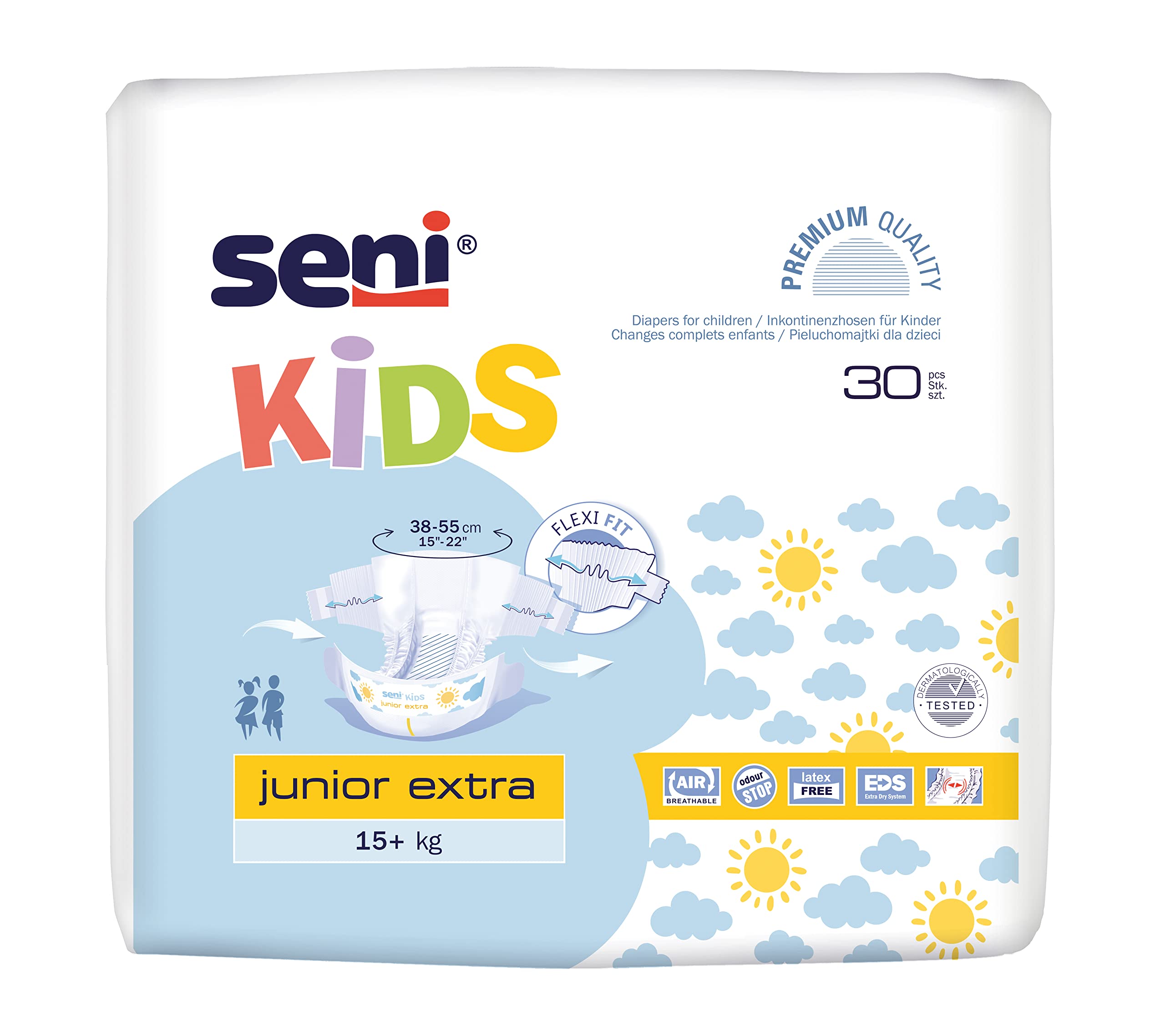 tzmo pieluchomajtki seni kids junior extra 16 30kg 30 szt