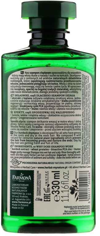 herbal care łopian szampon skład