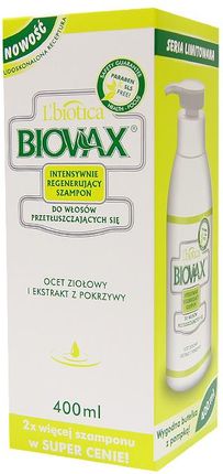 biovax intensywnie regenerujący szampon do włosów przetłuszczających się 400 ml