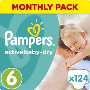 pieluchy pampers active baby 6 mb plus extra large 124