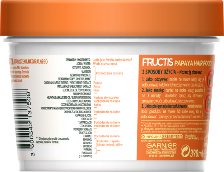 garnier fructis papaya hair food maska do włosów zniszczonych rossman