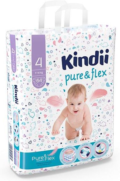 kindii pure&flex pieluchy maxi rozm 4 7-14 kg 64 szt