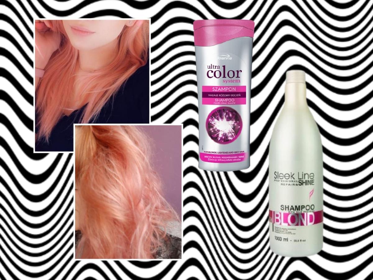 różowy szampon na szare włosu