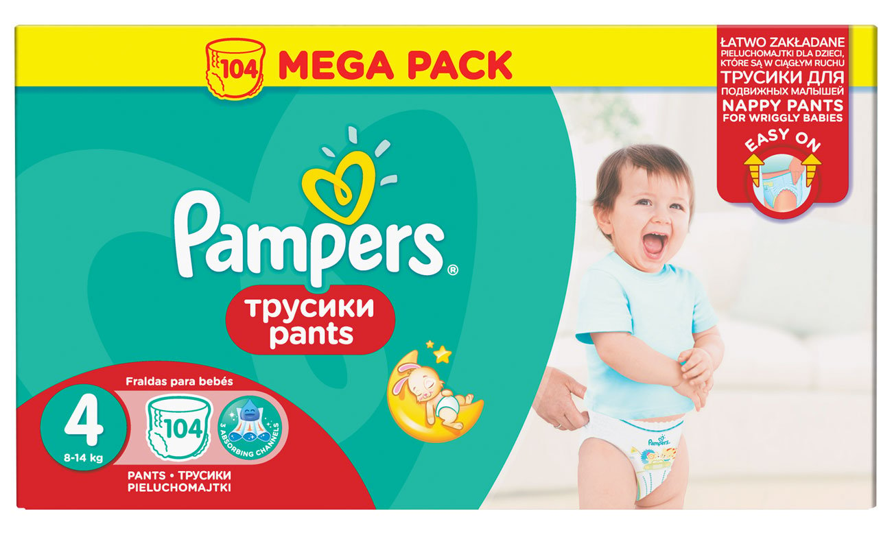 pampers pieluchomajtki pants 4 maxi 104 szt