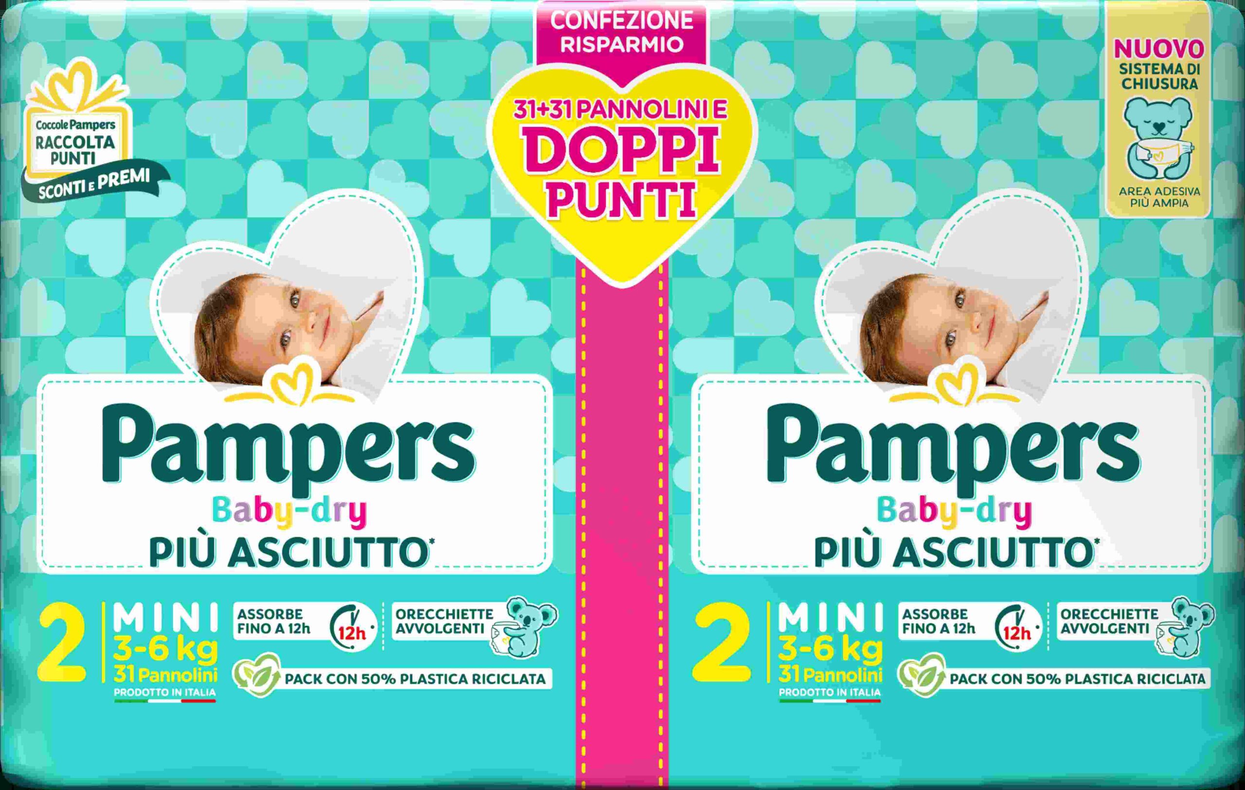 pampers new baby-dry pieluchy rozmiar 2 mini 3-6kg 100 sztuk