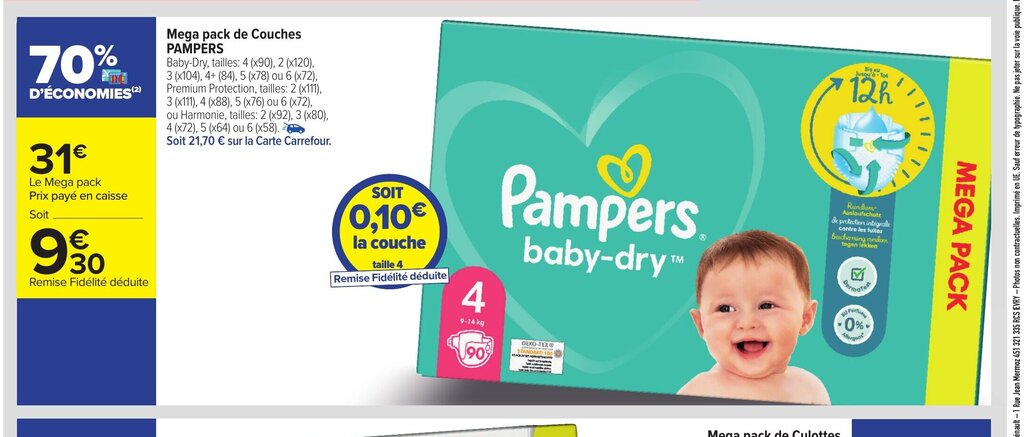 pampers mega pack carrefour