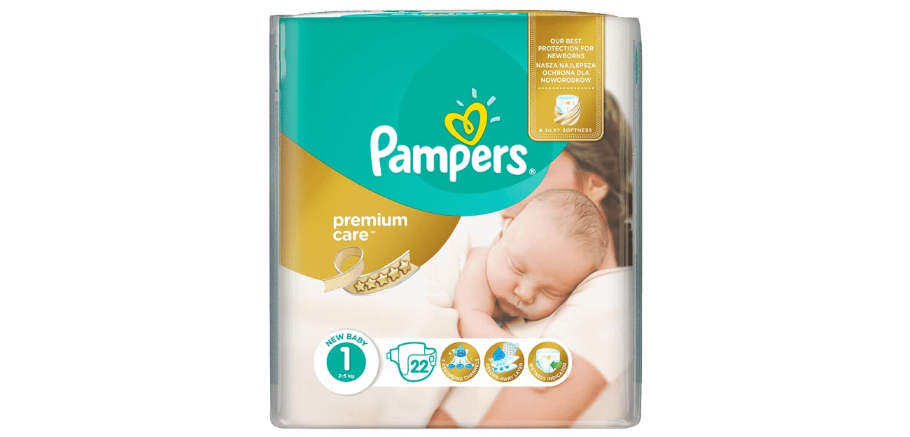 pampers premium care z wskaźnikiem wilgotności 22 szt