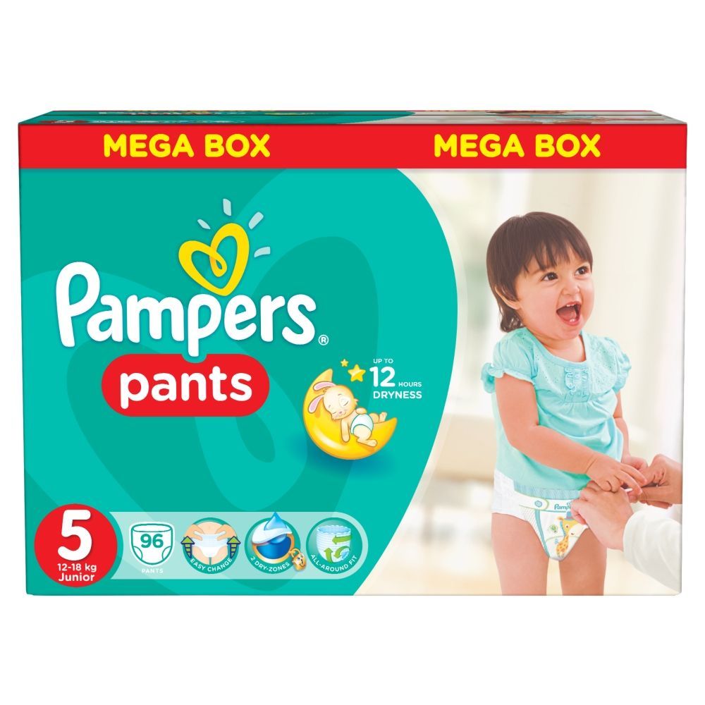 pampers pants pieluchomajtki rozmiar 5 junior megabox 96 sztuk