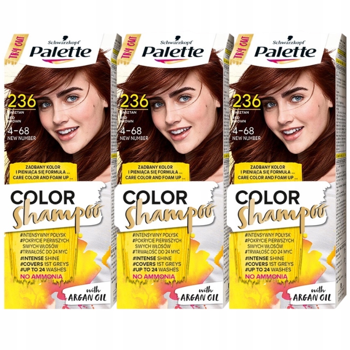 palette color shampoo szampon koloryzujący bez amoniaku nr 236 kasztan