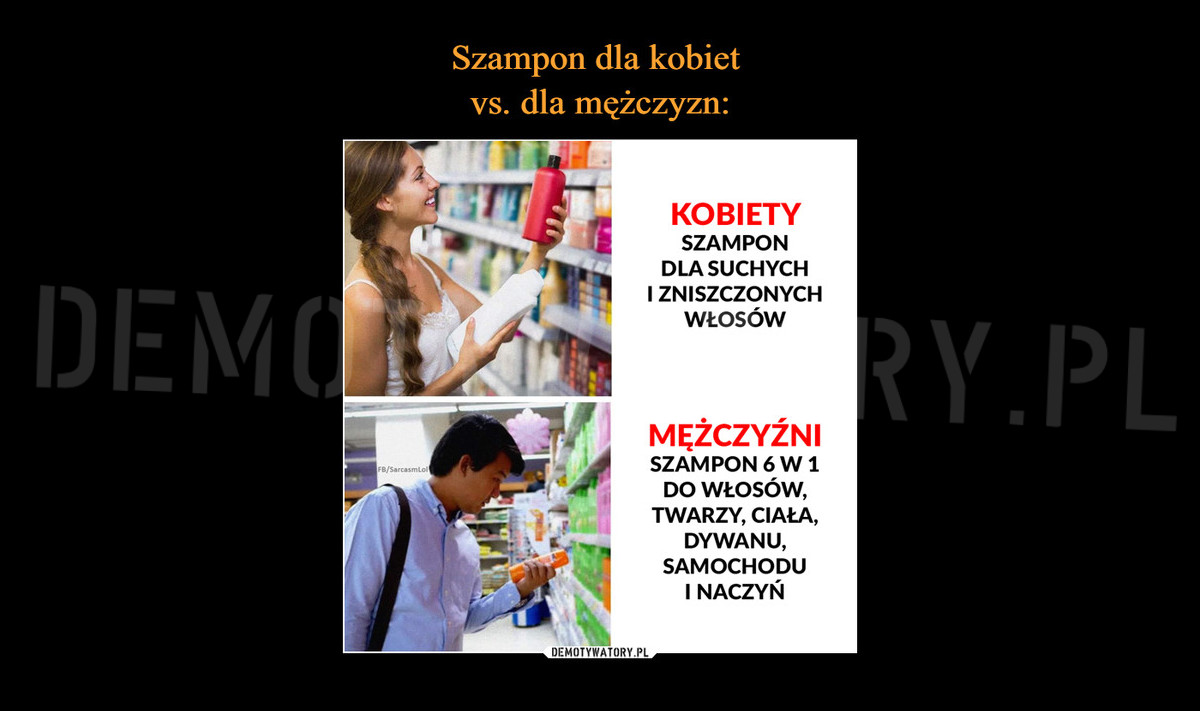 szampon dla mezczyzn a dla kobiet mem