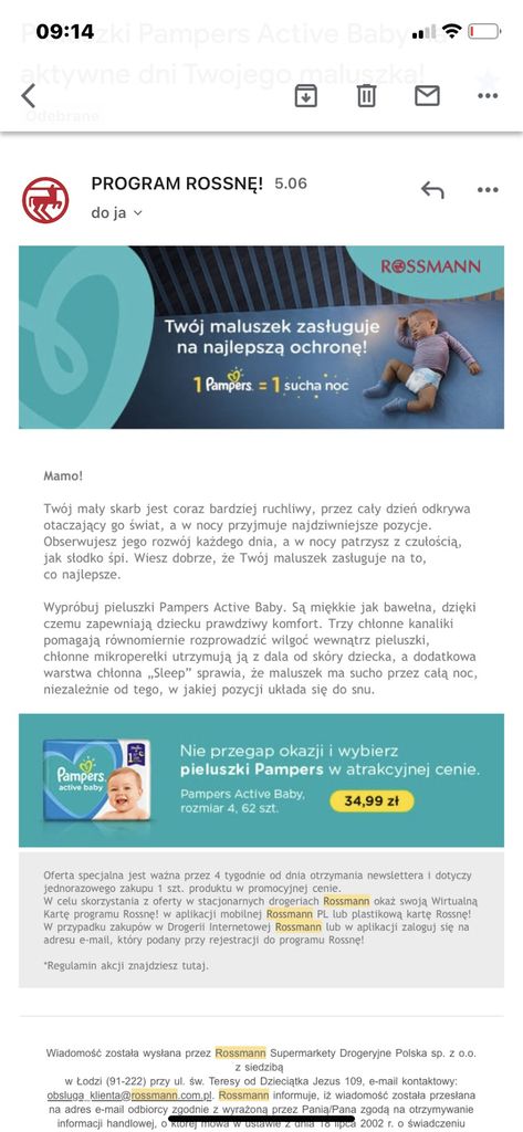 rossnę pampers za darmo