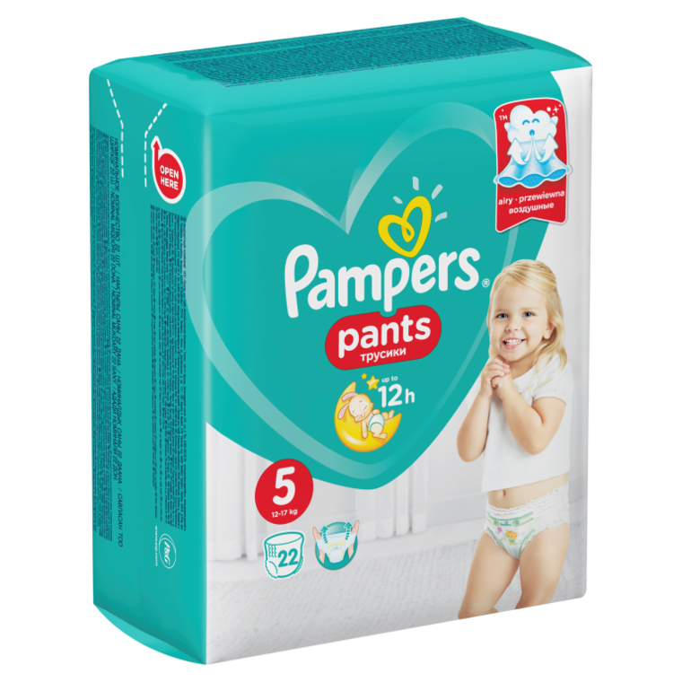 pampers pants pieluchomajtki rozmiar 5 12-17 kg junior 22 szt