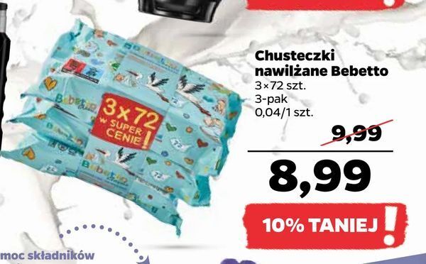 chusteczki nawilżane netto cena