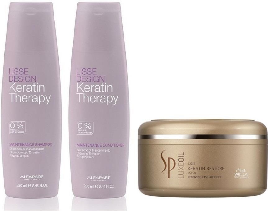 2x alfaparf lisse design keratin szampon odżywka