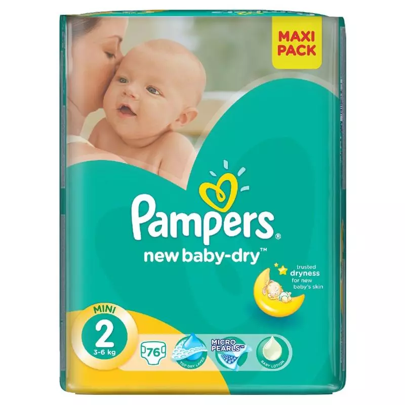 pampers new baby-dry pieluchy 2 mini 3-6 kg 80 szt