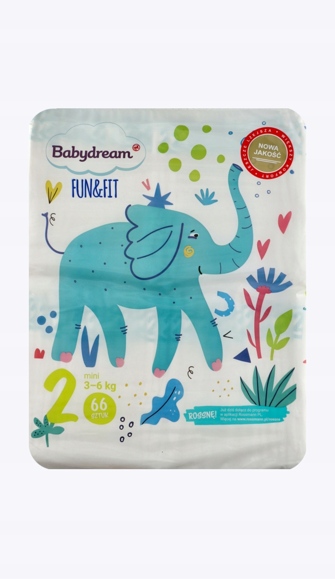 babydream fun&fit pieluszki jednorazowe mini2 3-6 kg 66 szt