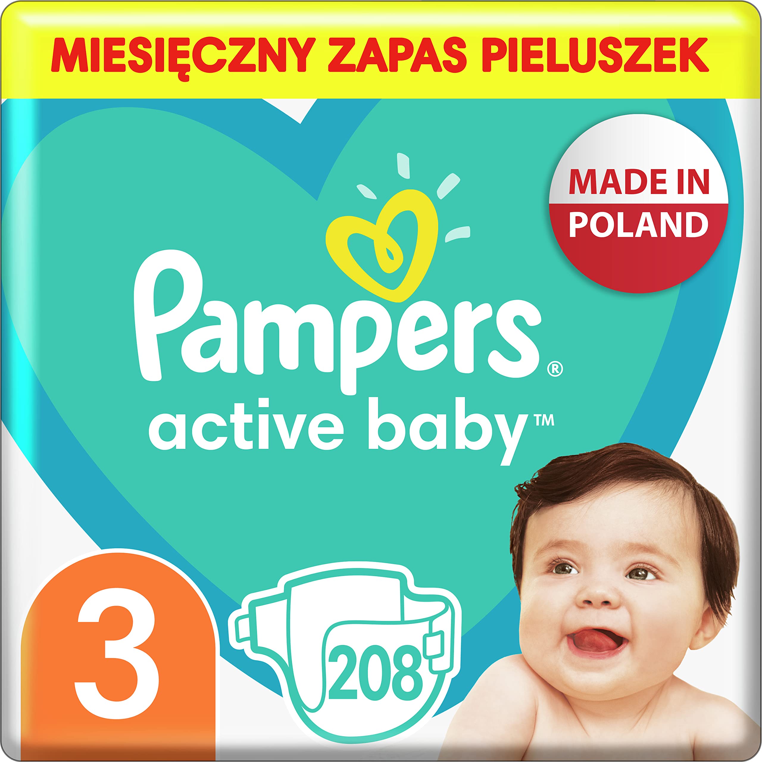 pampers active baby-dry pieluszki 3 midi 74 sztuki