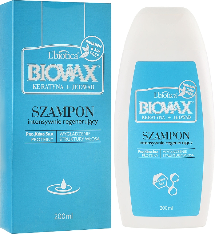 biovax intensywnie regenerujący szampon keratyna jedwab 200ml