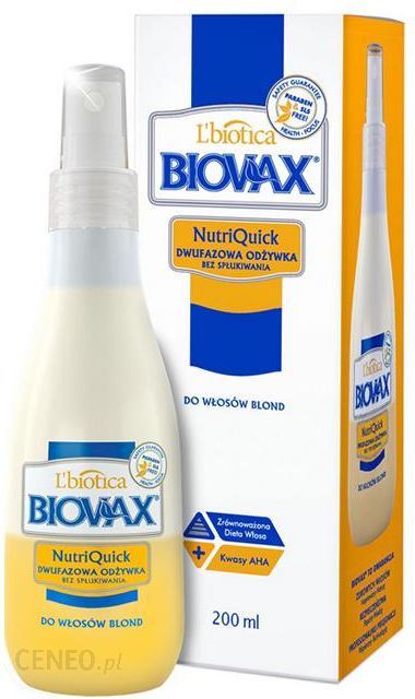 biovax quick dwufazowa odżywka bez spłukiwania do włosów blond