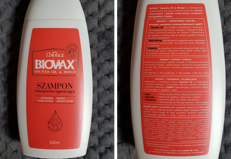 biovax włosy suche szampon do włosów skład