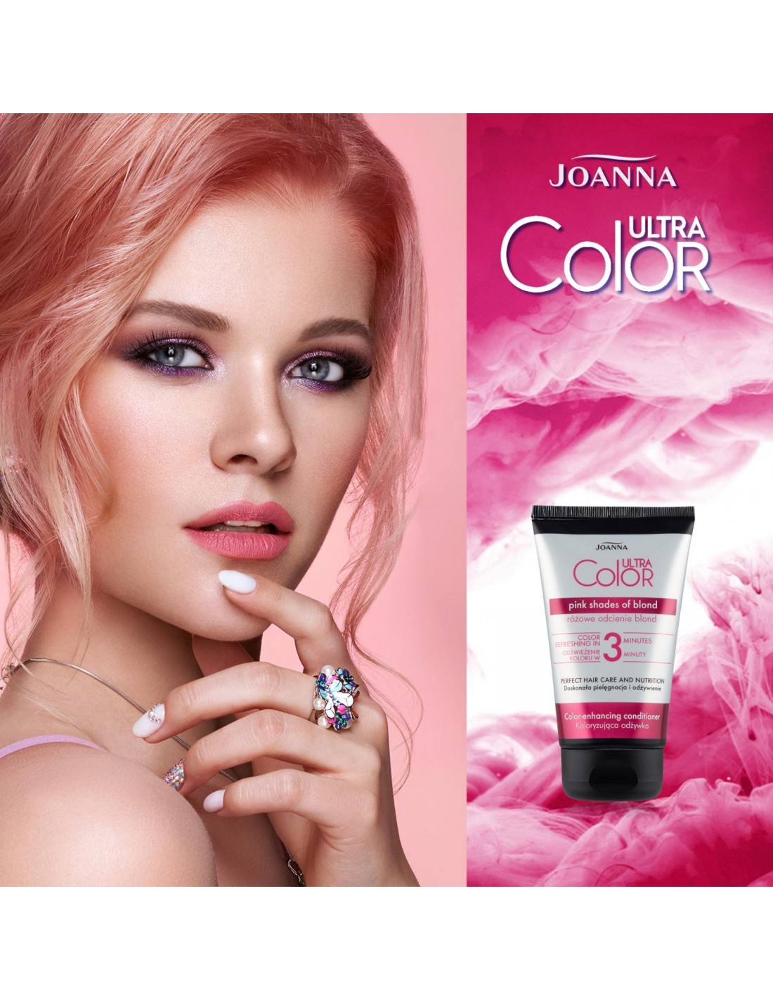 różowa odżywka do włosów joanna