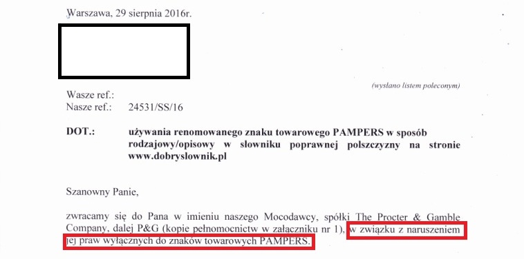 pampers słowa od nazwy marek