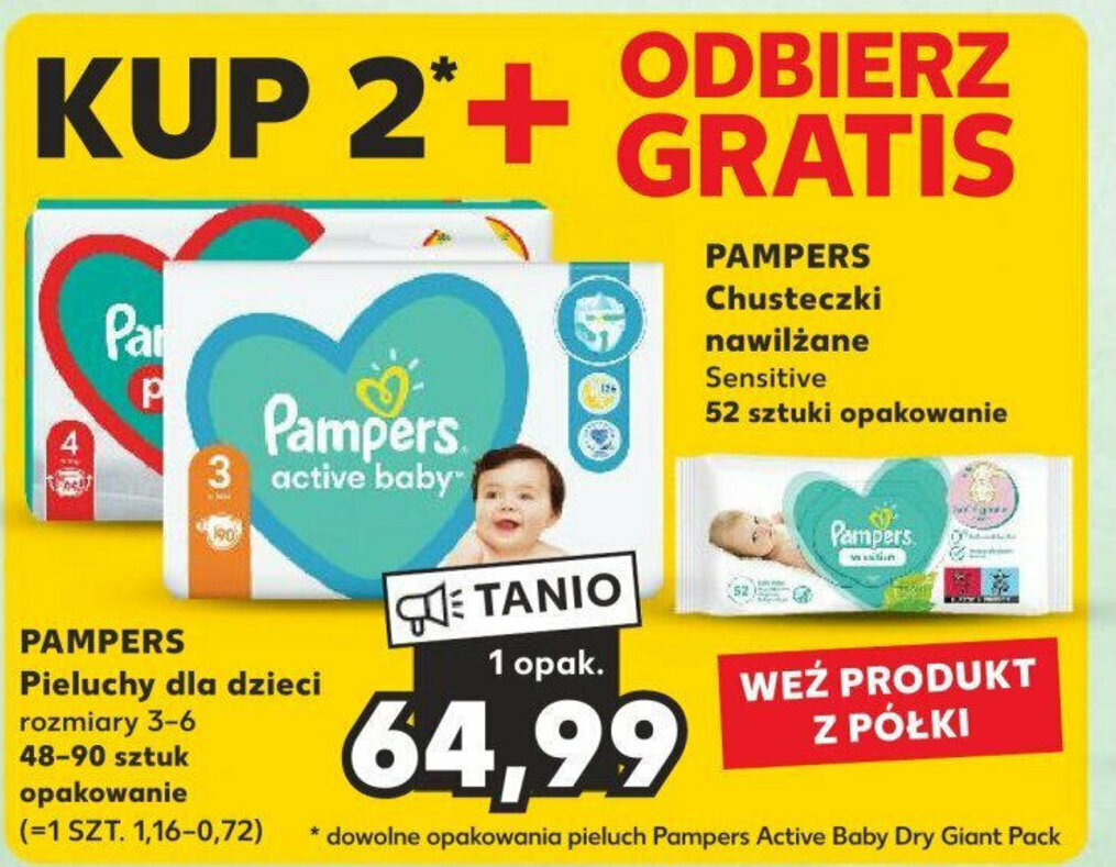 chusteczki pampers kaufland 3x48