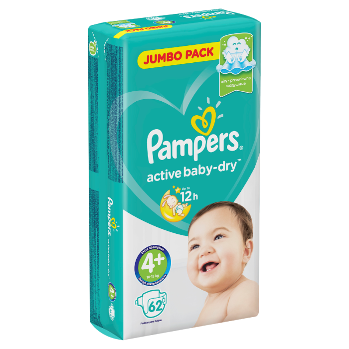 pampers 4 active baby dry 62