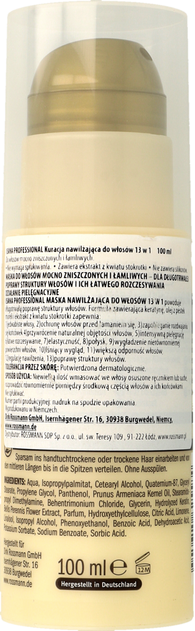 isana professional maska nawilżająca do włosów mocno zniszczonych i łamliwych