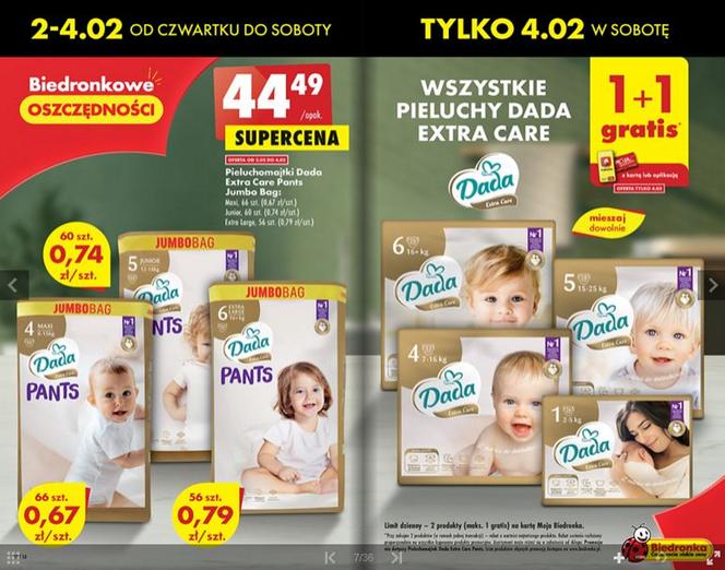 pieluchy dada extra care 4 biedronka promocja