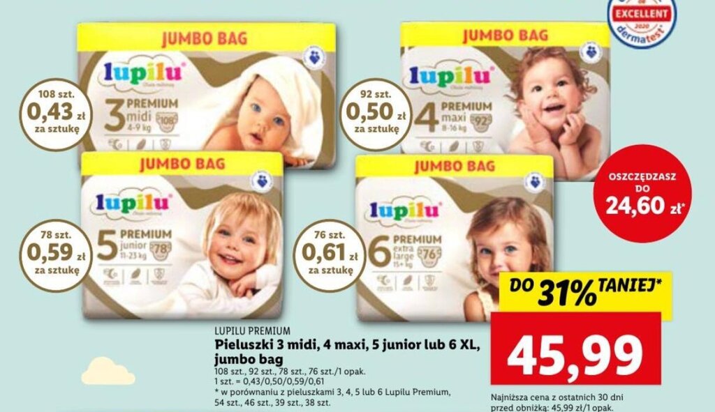 jumbo pack pieluchy lidl promocja maj 2o19