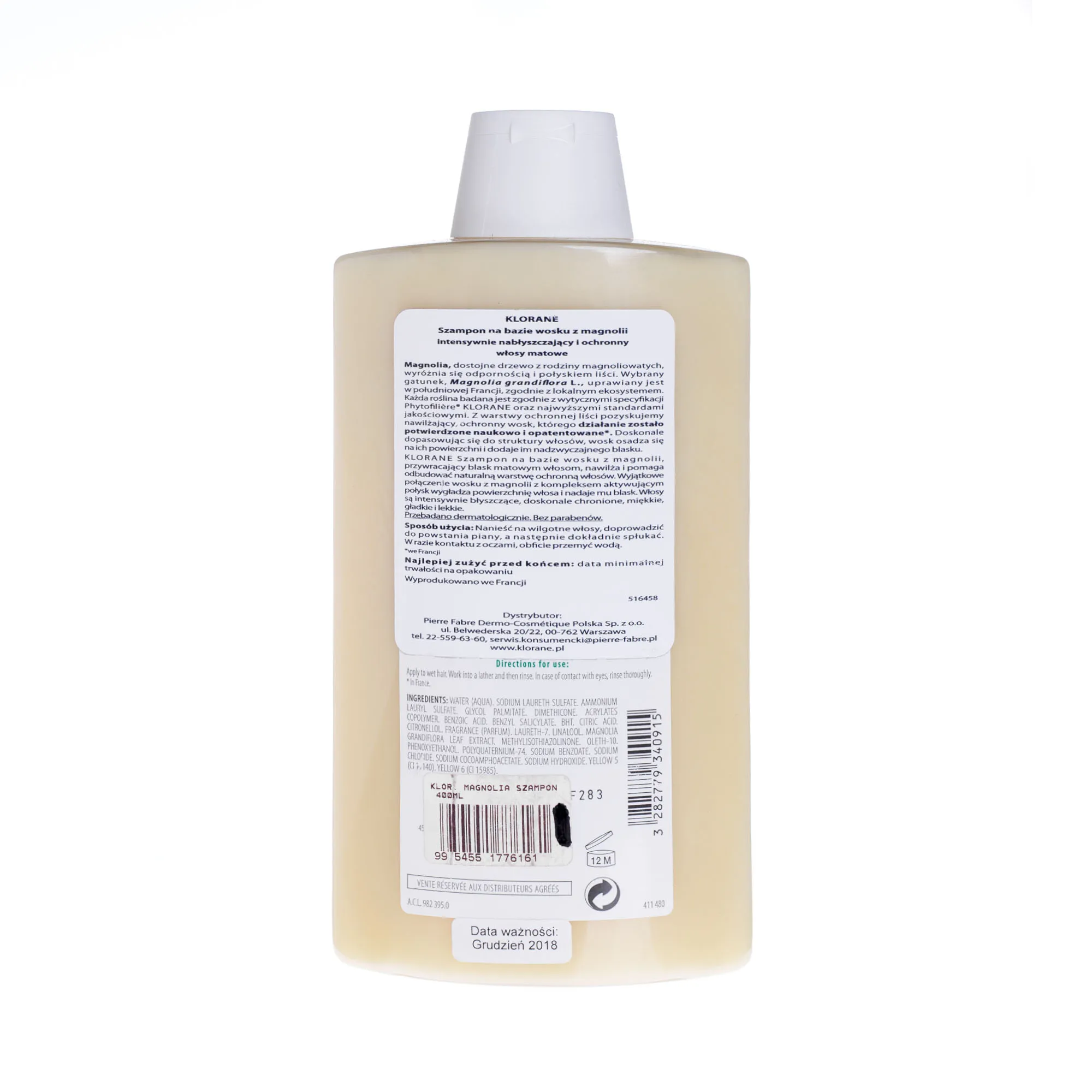 klorane szampon na bazie wosku z magnolii 400ml