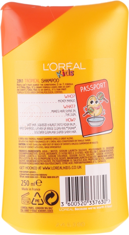 loreal kids szampon dla dzieci tropikalne mango