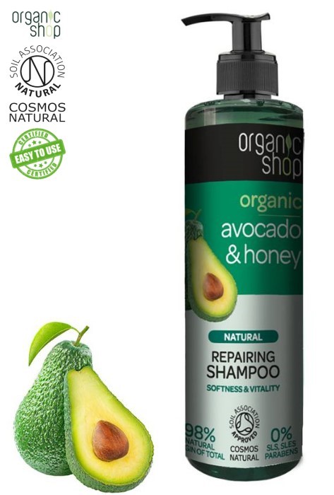 organic shop rewitalizujący szampon do włosów avocado i miód