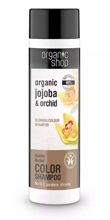 organic shop szampon do włosów farbowanych i matowych złota orchidea