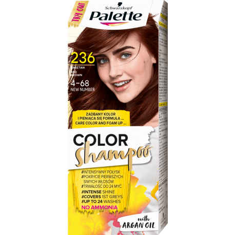 palette color shampoo szampon koloryzujący bez amoniaku nr 236 kasztan